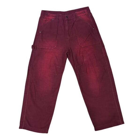 Free People Cargo Jean Women's Size 12 Mulberry Burgundy Patch Pockets NEW - Picture 1 of 5